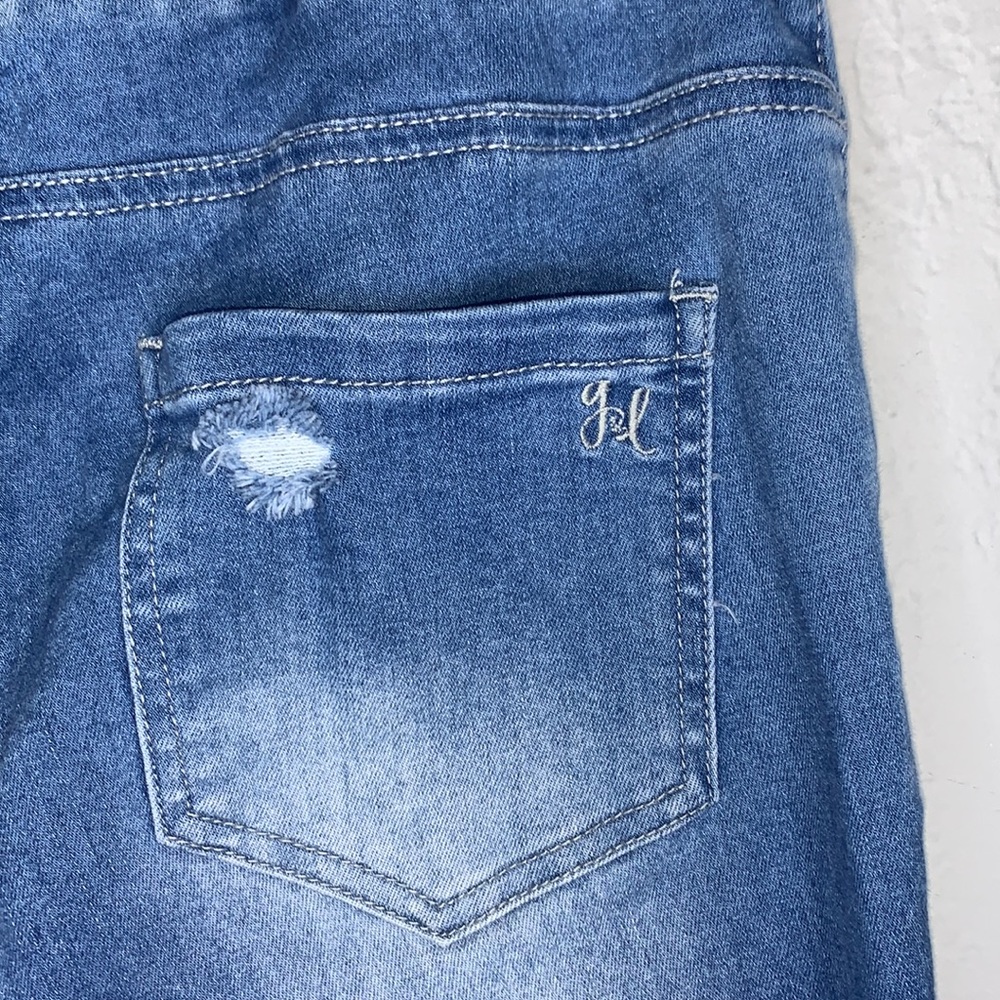 Grace & Lace Blue Distressed Motocross Denim Jeggings Size Medium - Picture 8 of 11